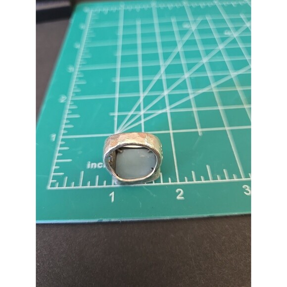 Silpada Aqua Quartz Sterling Silver Hammered Floral Amazonite Ring size 6 - Picture 11 of 11